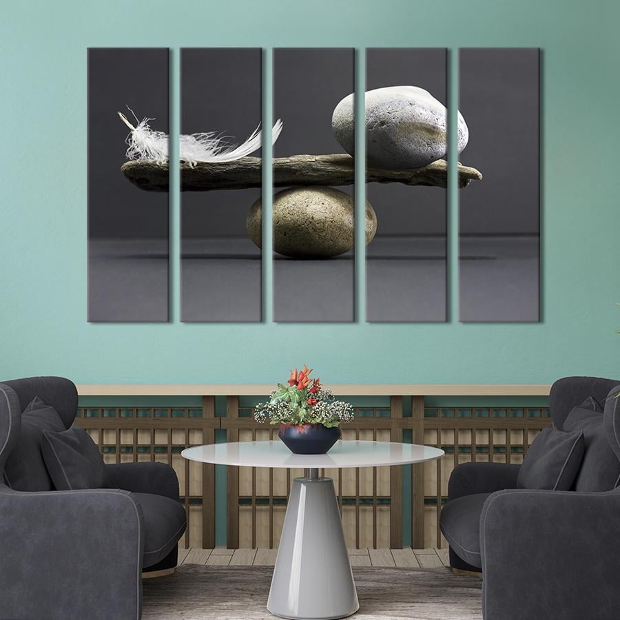Картина модульная из 5 частей Баланс между пером и камнем 132x80 см (502-51)
