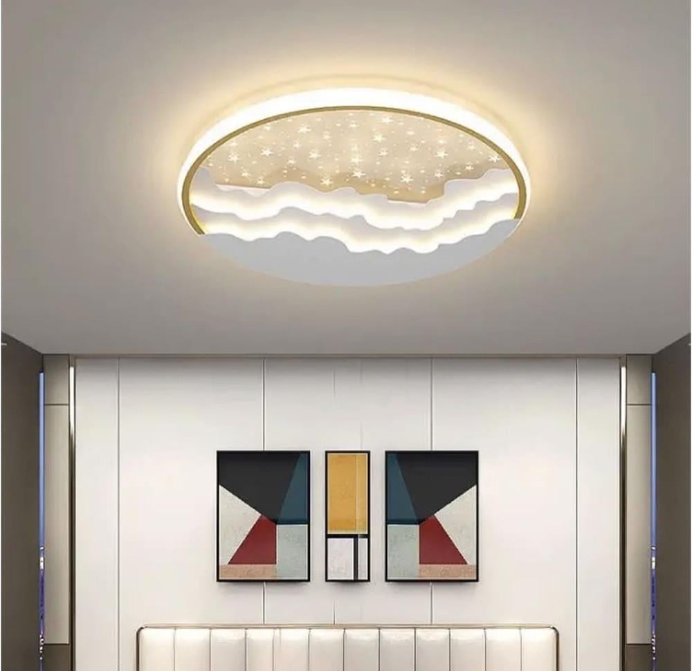 Светильник потолочный LED с имитацией ночного неба Белый/Золотой (2359-500 WT+GD)