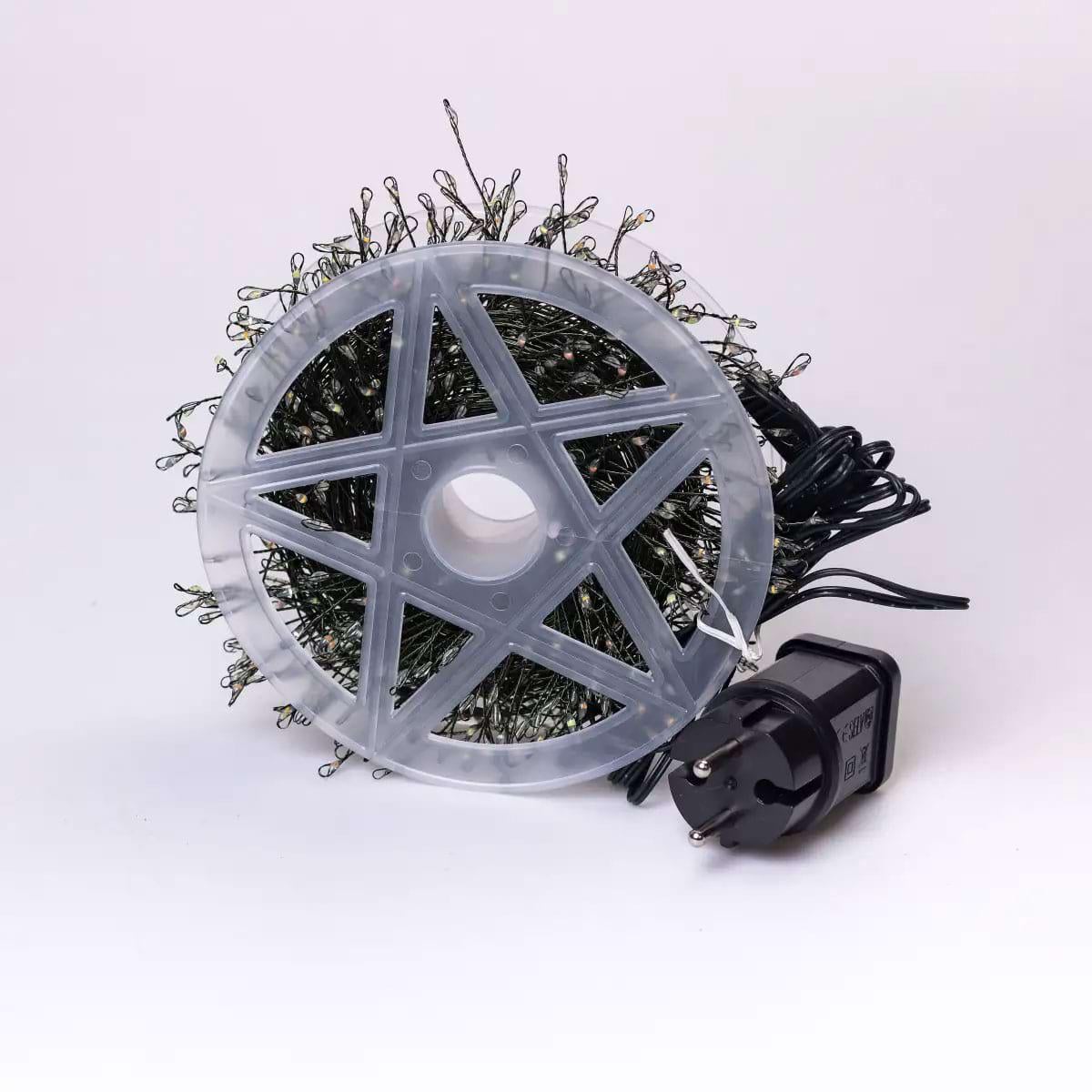 Гирлянда-роса мишура хвойная лапа 640 LED светодиодов зеленый провод 30 м Разноцветный (5296)