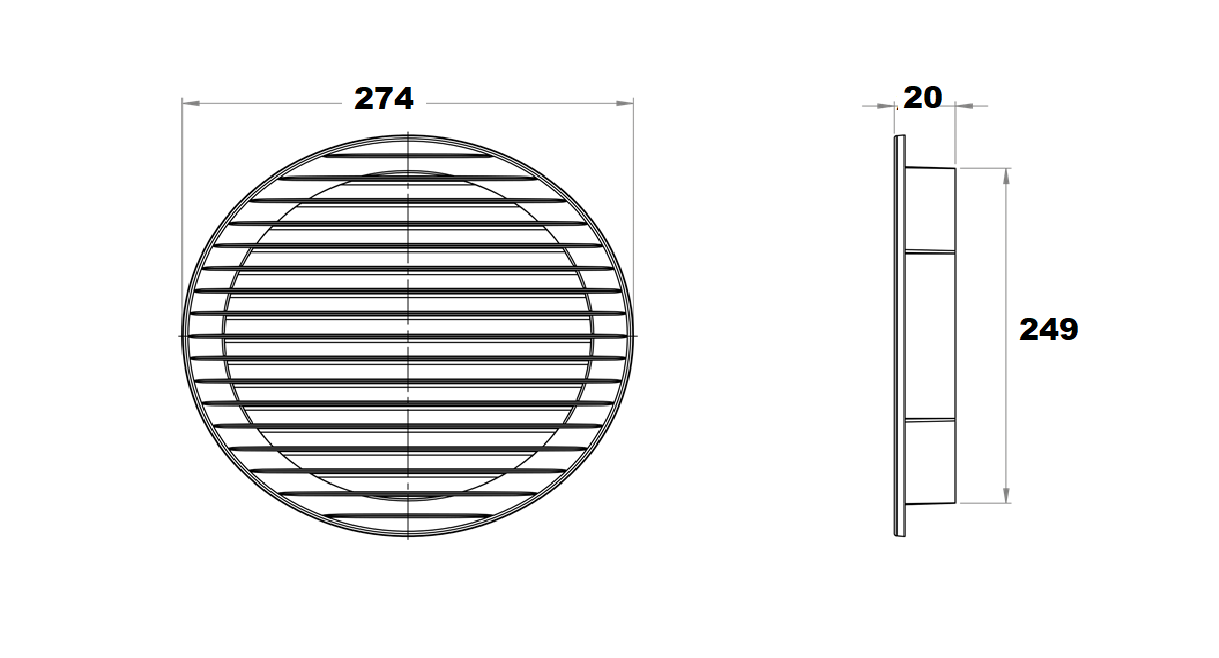 Решітка вентиляційна зовнішня ELC-250 з сіткою кругла/алюмінієва d 250 мм Сірий - фото 6 Решітка вентиляційна зовнішня ELC-250 з сіткою кругла/алюмінієва d 250 мм Сірий - фото 6
