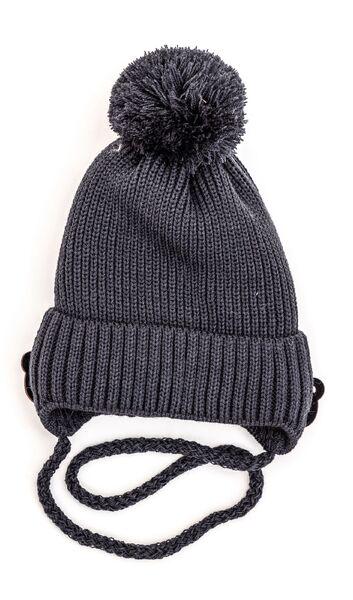 Шапка дитяча для хлопчиків Ведмедик D850 бавовна 40-44 см Графітовий