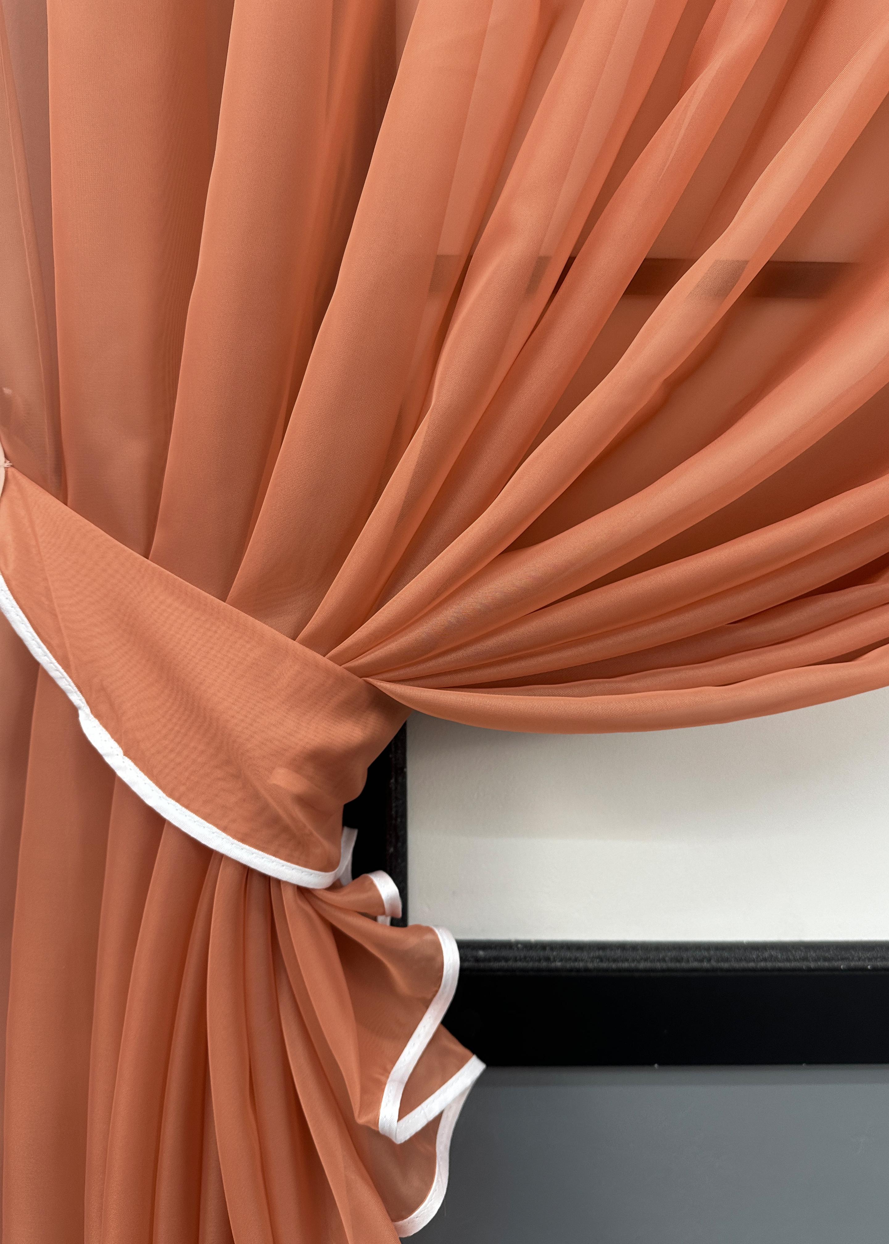 Шторки кухонные VR-Textil № 101к с подвязками 330х170 см Коралловый/Белый (52-1191) - фото 4 Шторки кухонные VR-Textil № 101к с подвязками 330х170 см Коралловый/Белый (52-1191) - фото 4