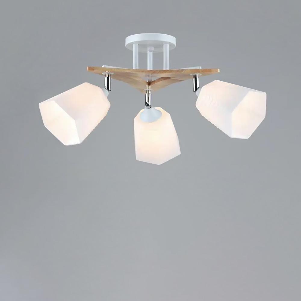 Люстра стельова Light House SR-19358/3 WT/WOOD E27 550х270 мм Білий/Хром Люстра стельова Light House SR-19358/3 WT/WOOD E27 550х270 мм Білий/Хром