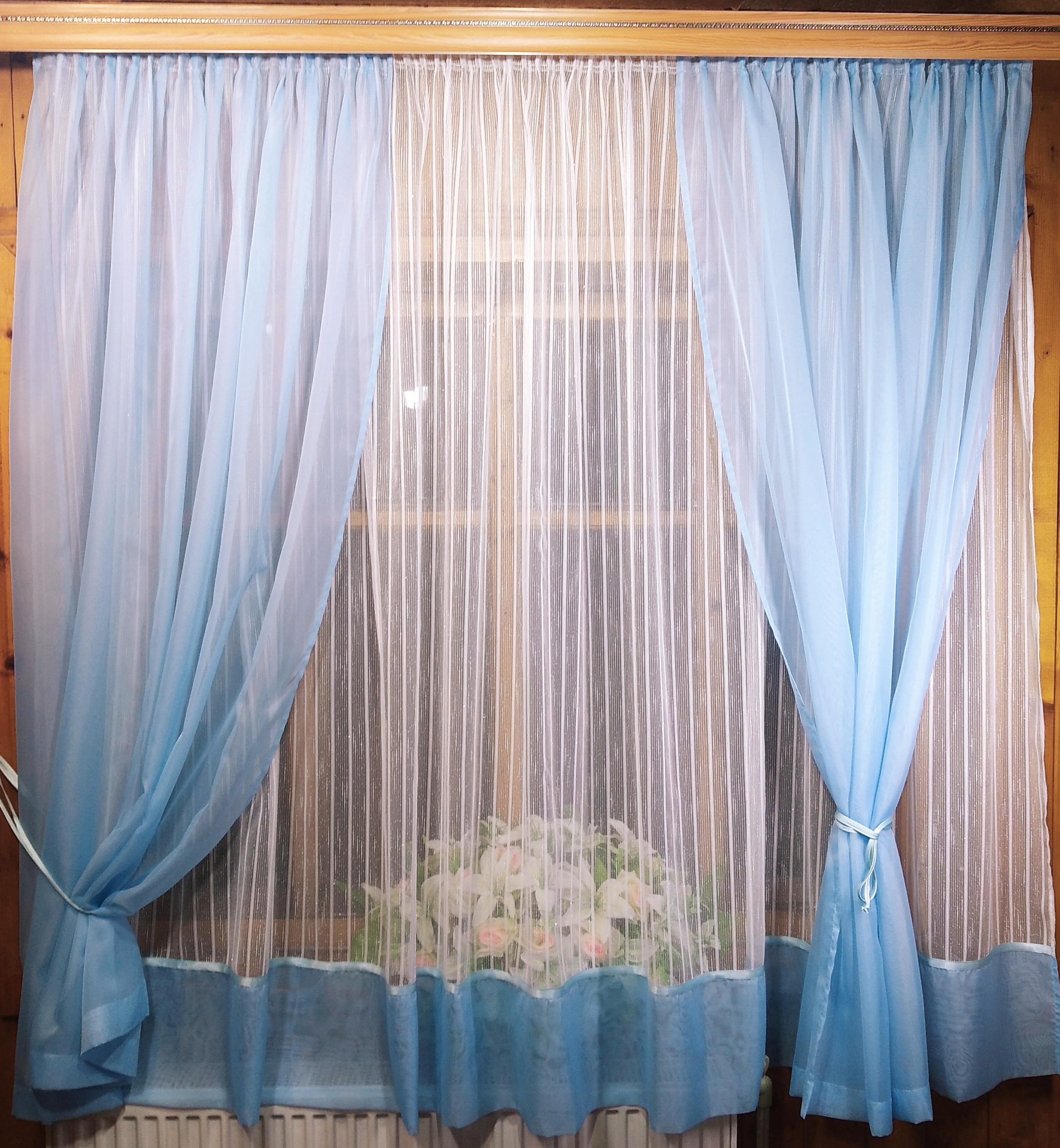 Занавеска короткая готовая Элизабет лен вертикальная полоса Голубой - фото 2 Занавеска короткая готовая Элизабет лен вертикальная полоса Голубой - фото 2