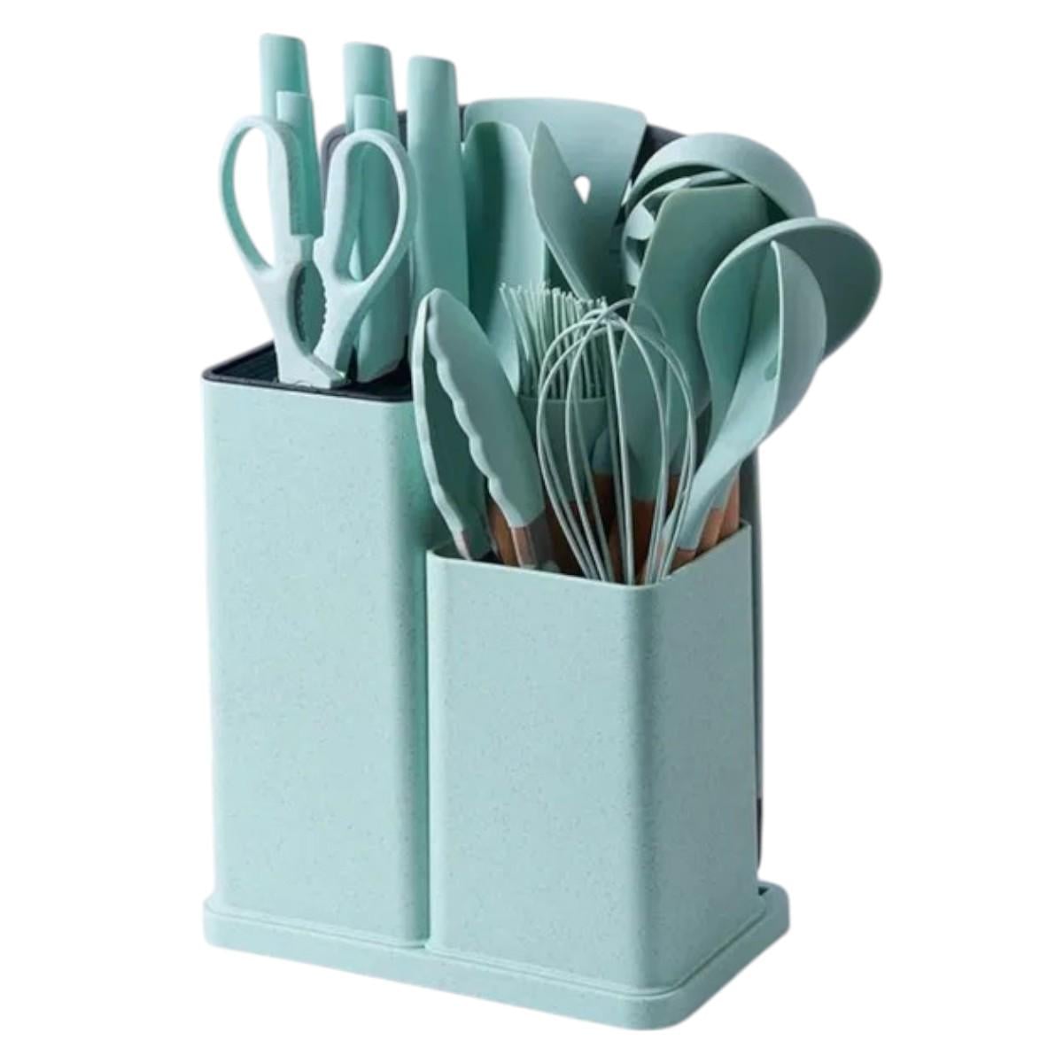 Набор кухонных принадлежностей и ножей Kitchenware Set на подставке 19 предметов (0357)