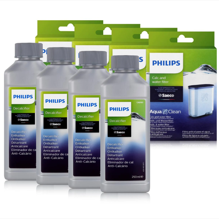 Набор для обслуживания кофеварок Philips/Saeco фильтр для воды AquaClean CA6903/10/жидкость от накипи CA6700/10 250 мл 4 шт. (10262024) Набор для обслуживания кофеварок Philips/Saeco фильтр для воды AquaClean CA6903/10/жидкость от накипи CA6700/10 250 мл 4 шт. (10262024)