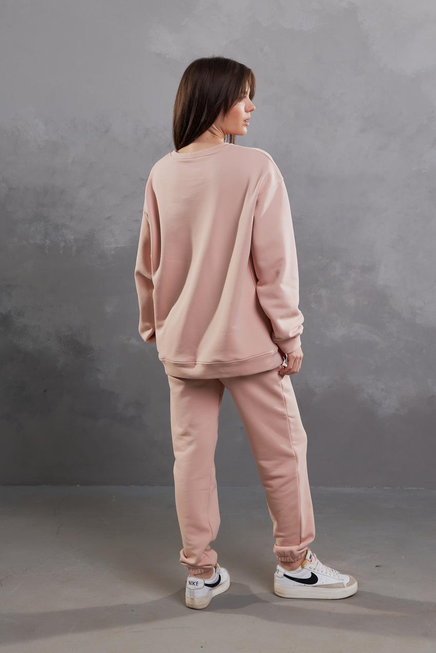 Спортивный костюм женский М123 со свитшотом и джогерами 3х-петля S Пудровый (539-1-60) - фото 3 Спортивный костюм женский М123 со свитшотом и джогерами 3х-петля S Пудровый (539-1-60) - фото 3