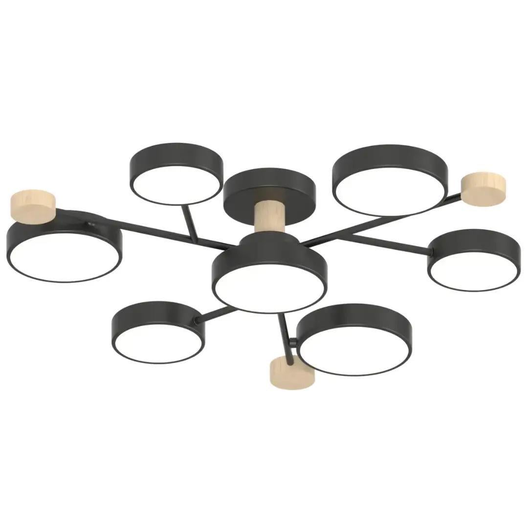 Люстра стельова світлодіодна Valeso V XI3318-7 BK+WOOD 108W (00000140581)