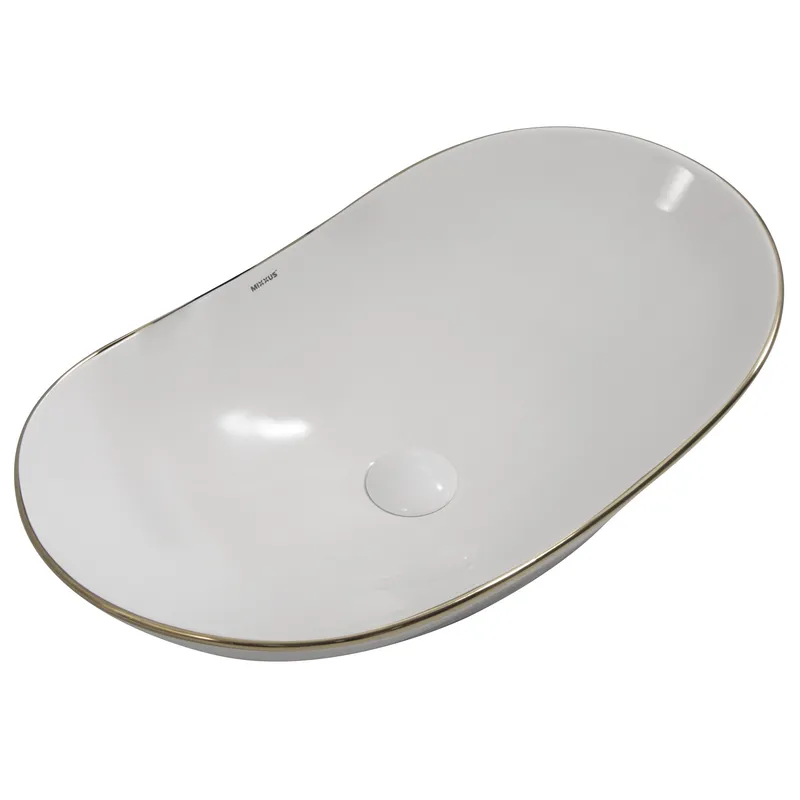 Раковина накладна MIXXUS Premium WAVE-0105 Edge-Gold овальна 620x360 мм Білий (MP6557)
