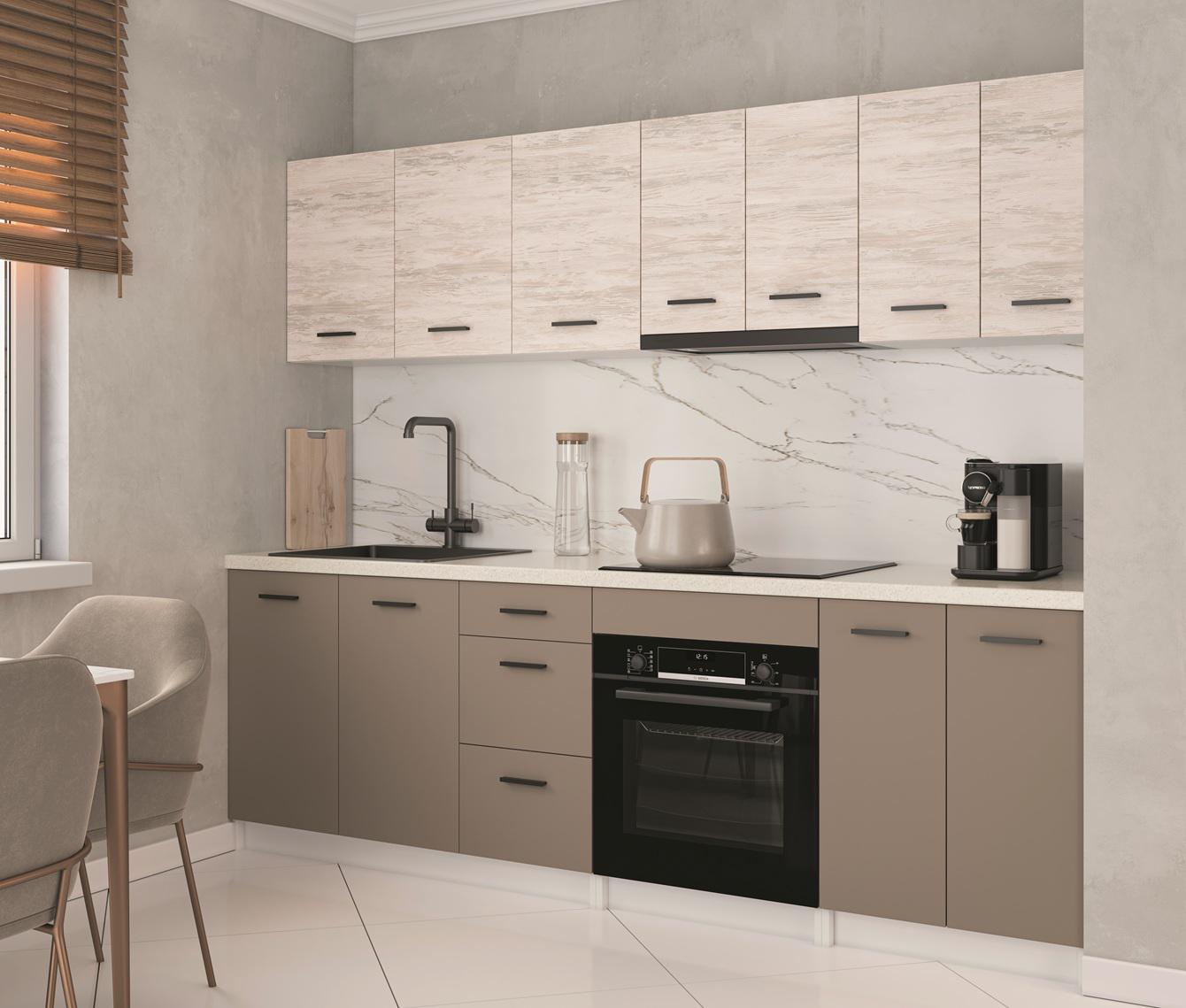 Кухня прямая Viola 260 см Тоффи/Артвуд светлый (000-000-3080)