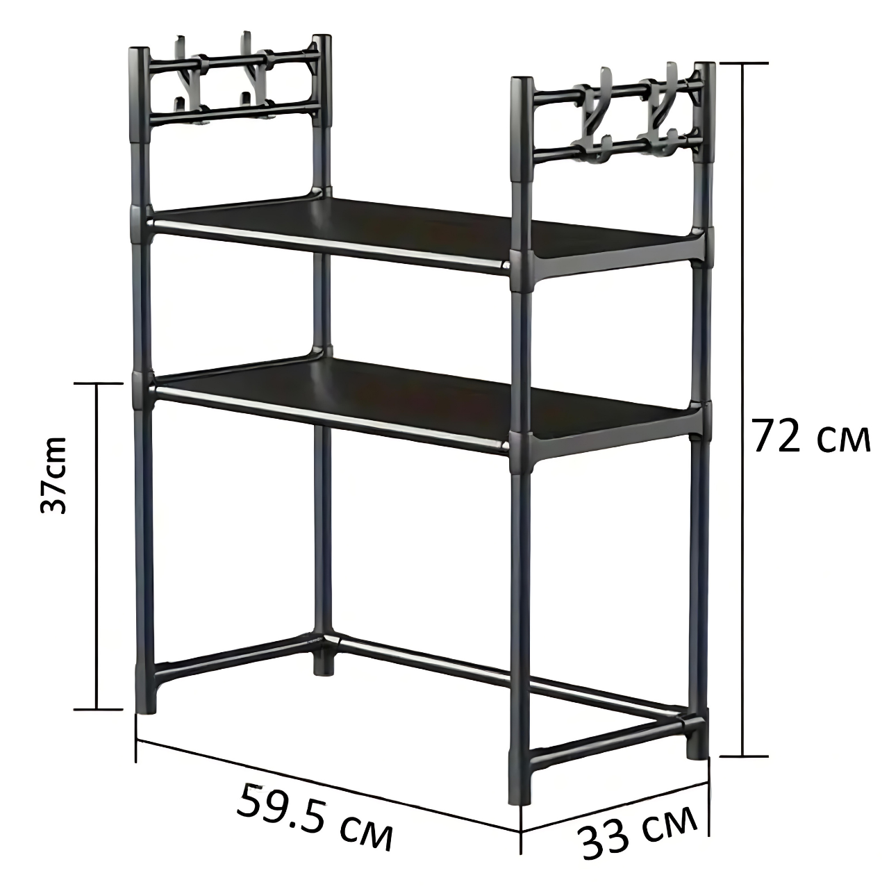 Полка-органайзер на микроволновую печь 3 яруса до 25 кг 33х59,5х72 см Черный (6162454692) - фото 3