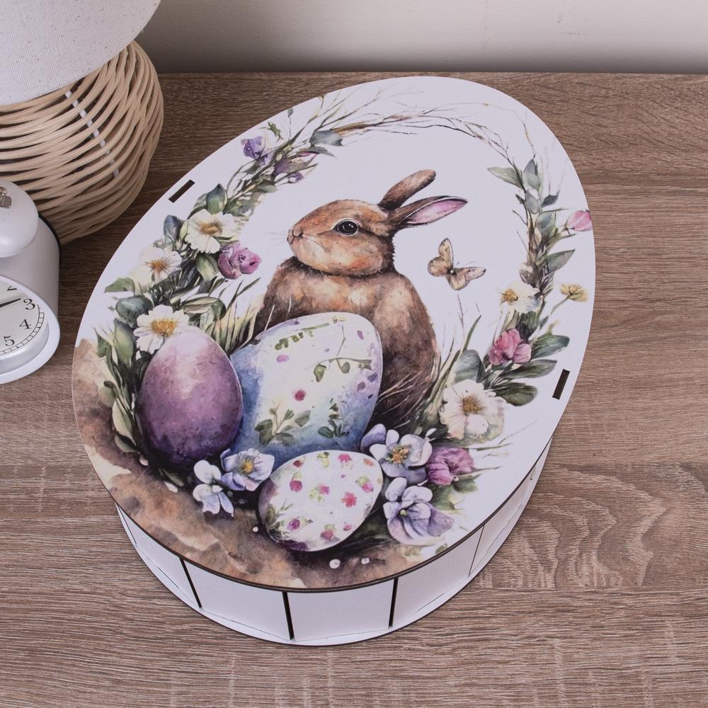 Коробка подарункова дерев'яна великодній кролик (7019-14)