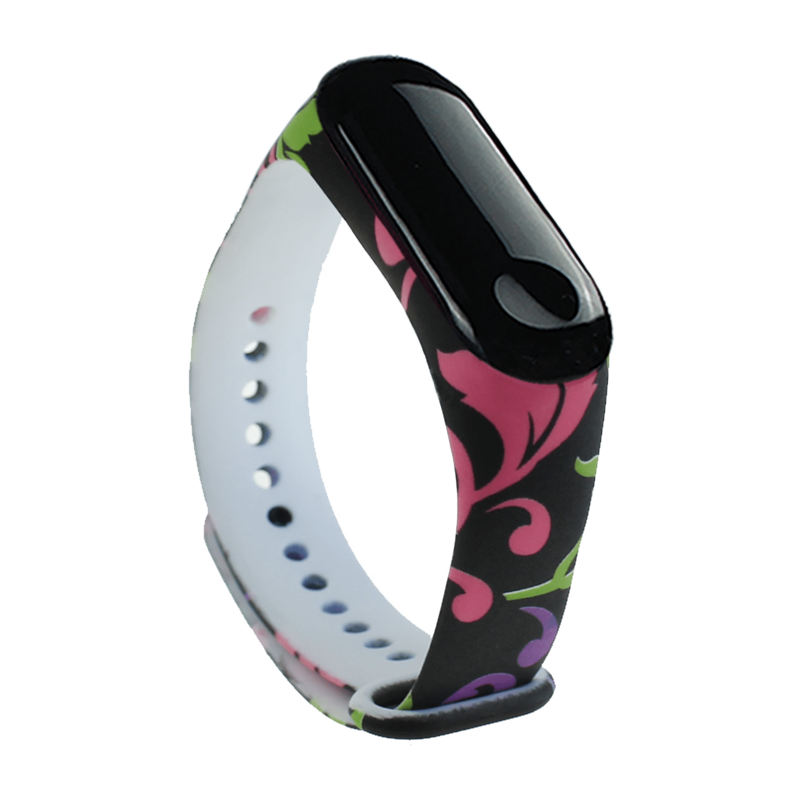 Ремешок MRK Flowers для Xiaomi Mi Band 4/3 силиконовый Black