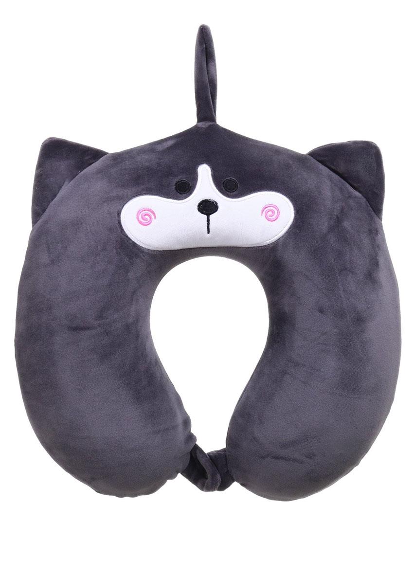 Подушка для подорожей Good Idea Кіт з ефектом пам'яті 28х28 см Сірий (3663388SP)