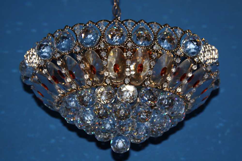 Кришталева люстра L0466/9 Золото/Коричневий/Білий/Димчастий (AN000635)