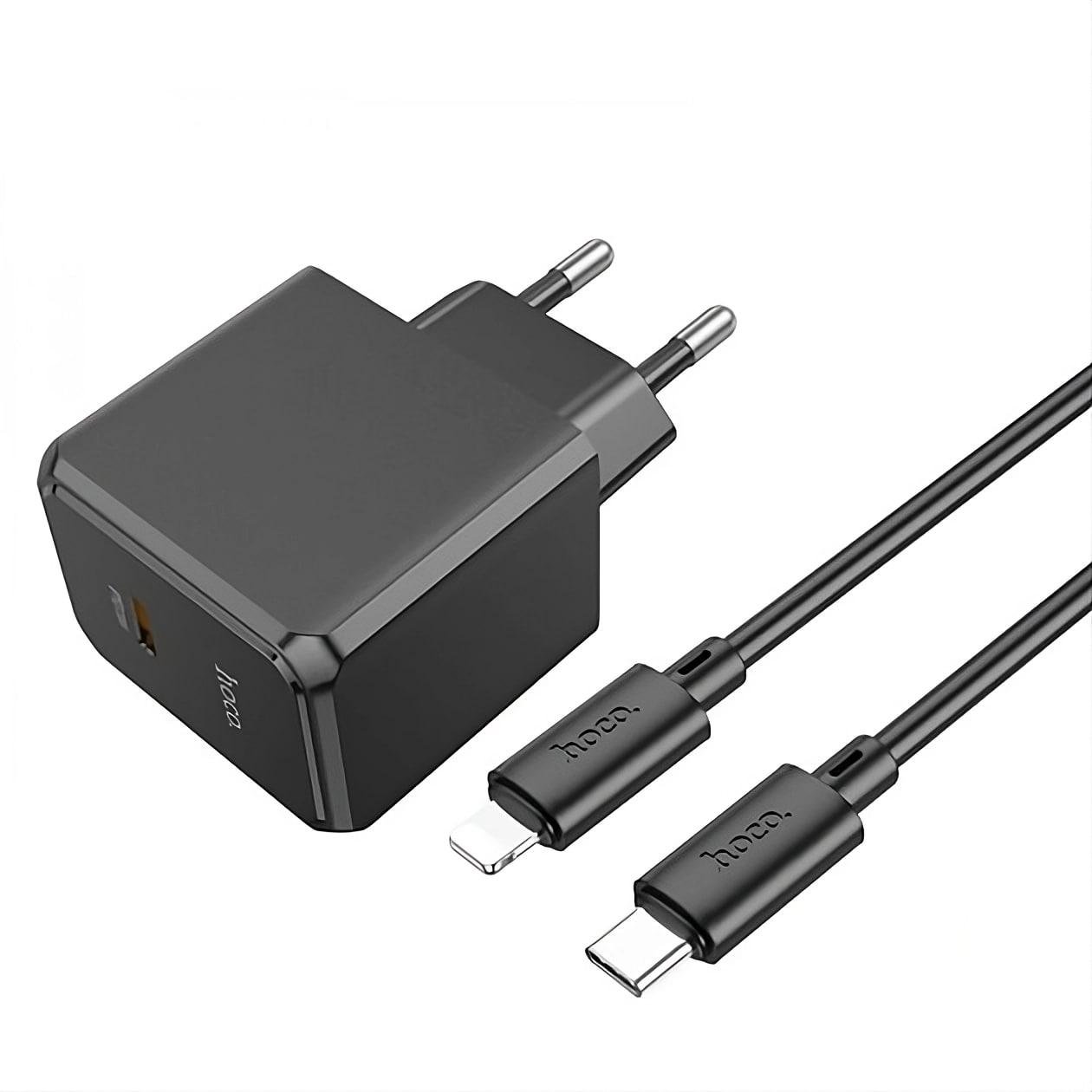 Зарядний пристрій мережевий Hoco CS13A Ocean PD20W з кабелем Type-C-Lightning чорний (28208573)