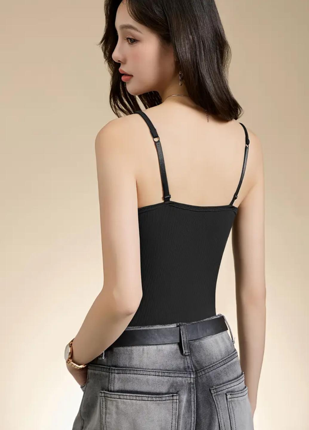 Майка женская Comfort Plus в рубчик с поролоновыми вкладышами M Черный (1959-42-03) - фото 3