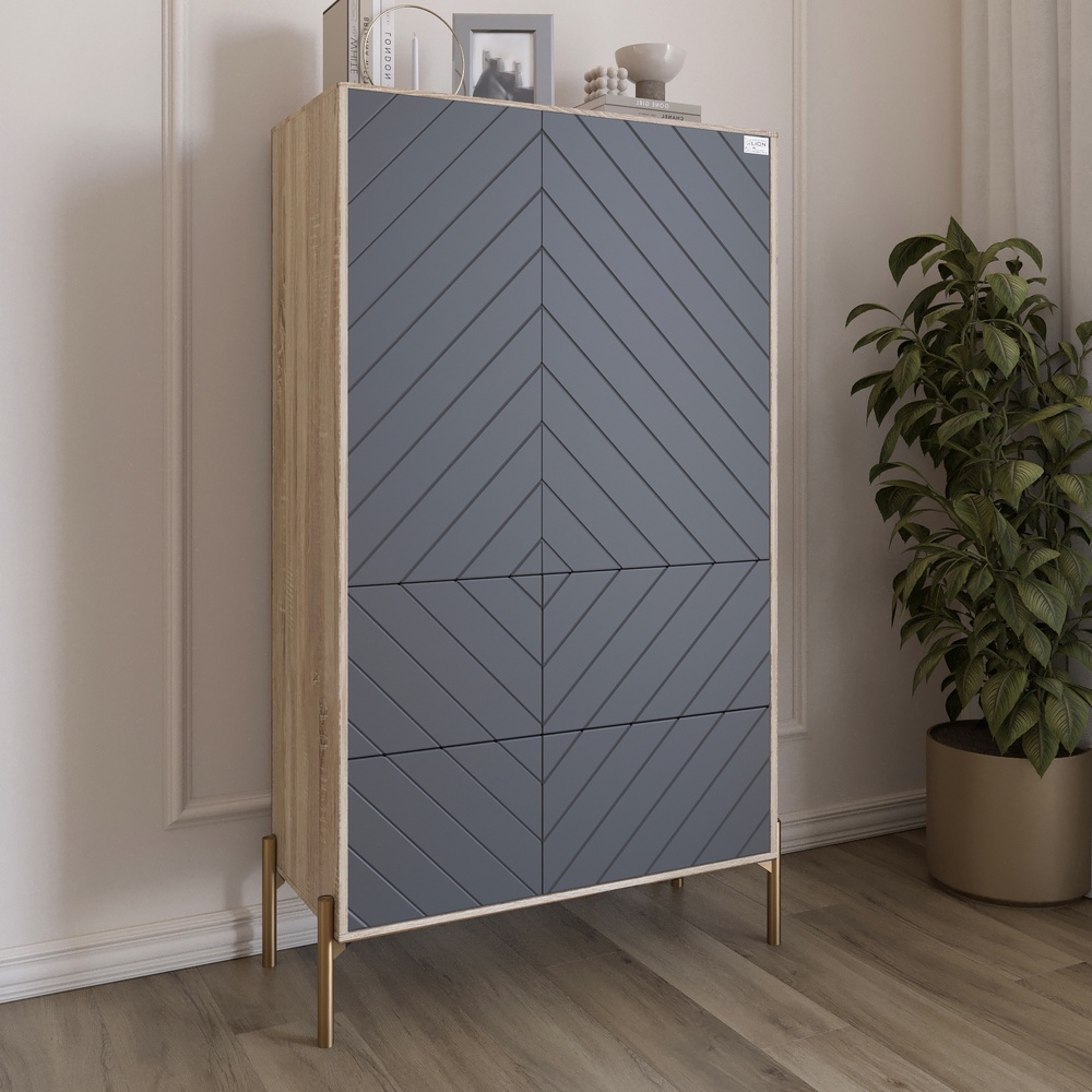 Комод-пенал Lion Амарант 84x40x150 см Дуб Сонома/Графитовый (LION-042204)