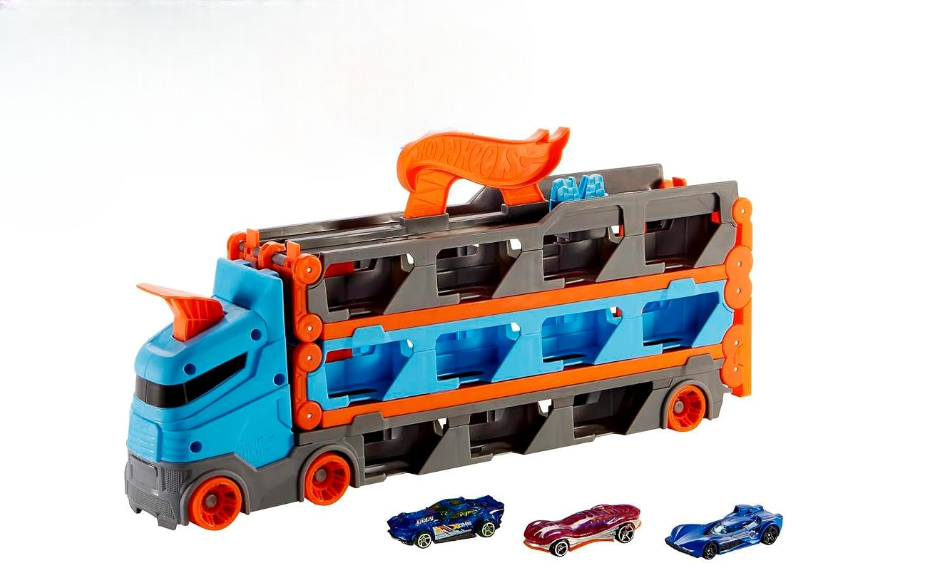 Игрушечный Транспортер с машинками Hot Wheels Speedway Hauler & 3 1:64 Scale Toy Cars (38125857)