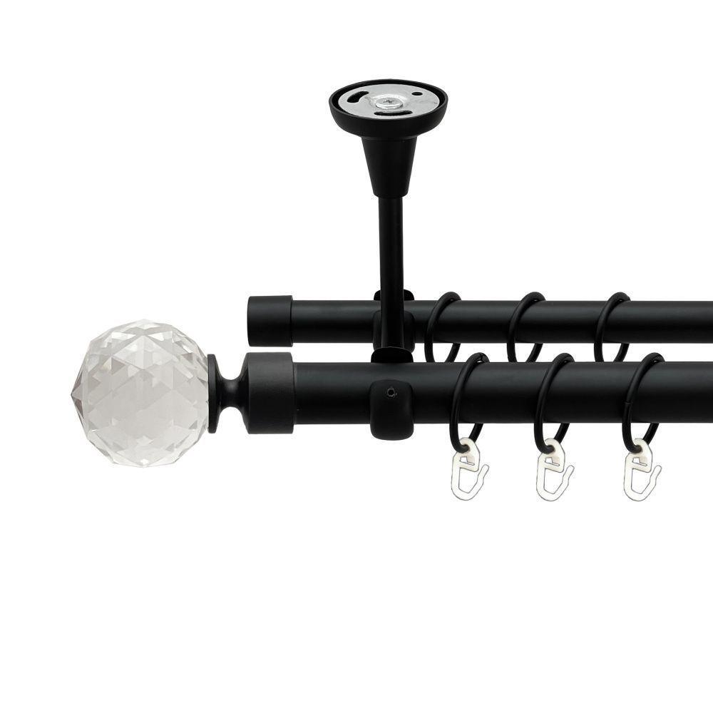 Карниз Orvit Люміера металевий дворядний відкритий до стелі гладка труба кільце металеве 25/19 мм 200 см Чорний Оксамит (00-00020897) - фото 1 Карниз Orvit Люміера металевий дворядний відкритий до стелі гладка труба кільце металеве 25/19 мм 200 см Чорний Оксамит (00-00020897) - фото 1