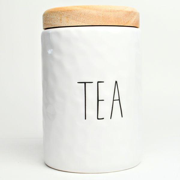 Банка для чая Bonadi Bianco керамическая с бамбуковой крышкой 1,2 л White (979-340)