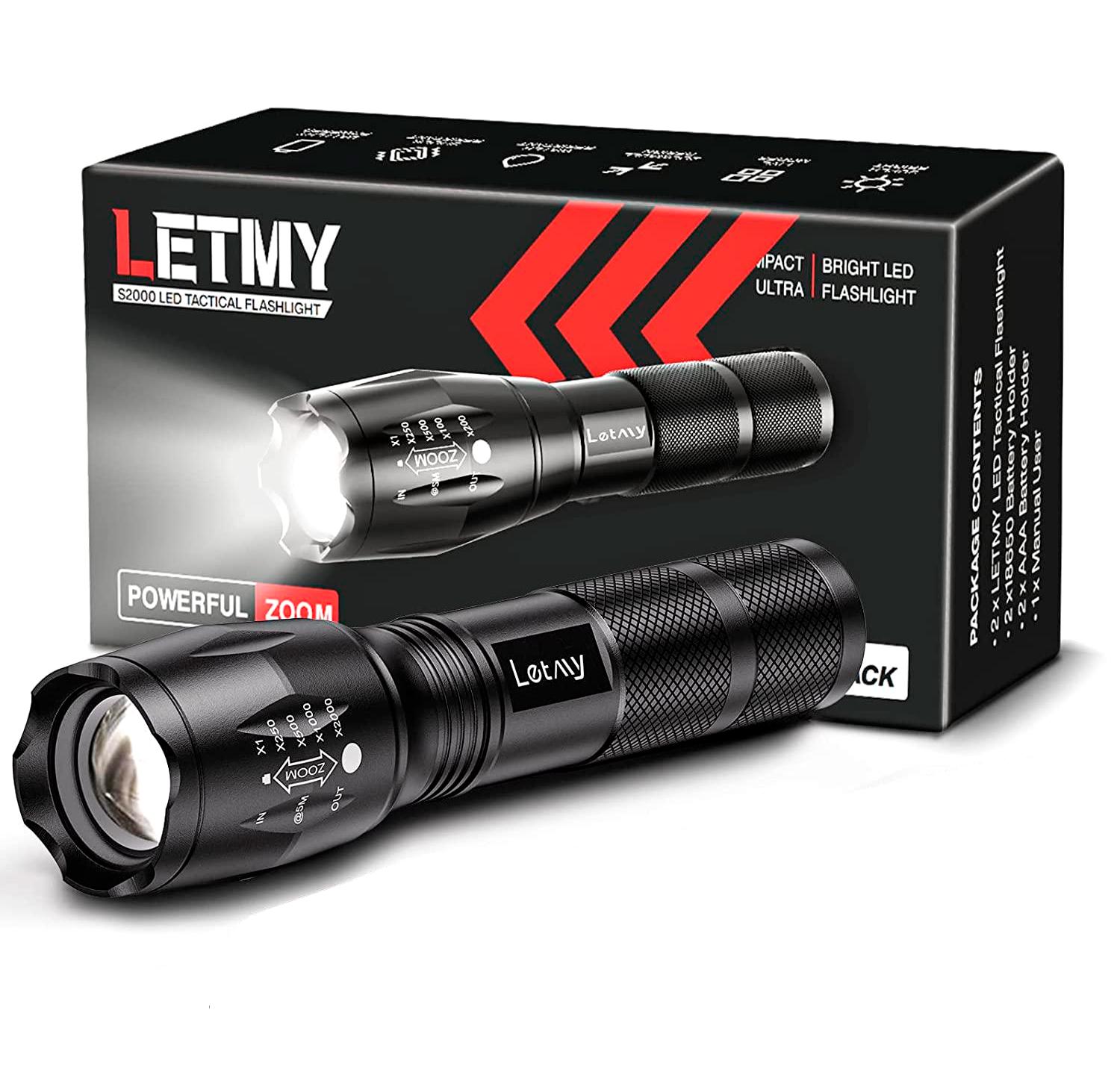 Фонарик ручной LETMY LED Tactical Flashlight S1000 PRO 2-Pack (Letmy-T6-2p)
