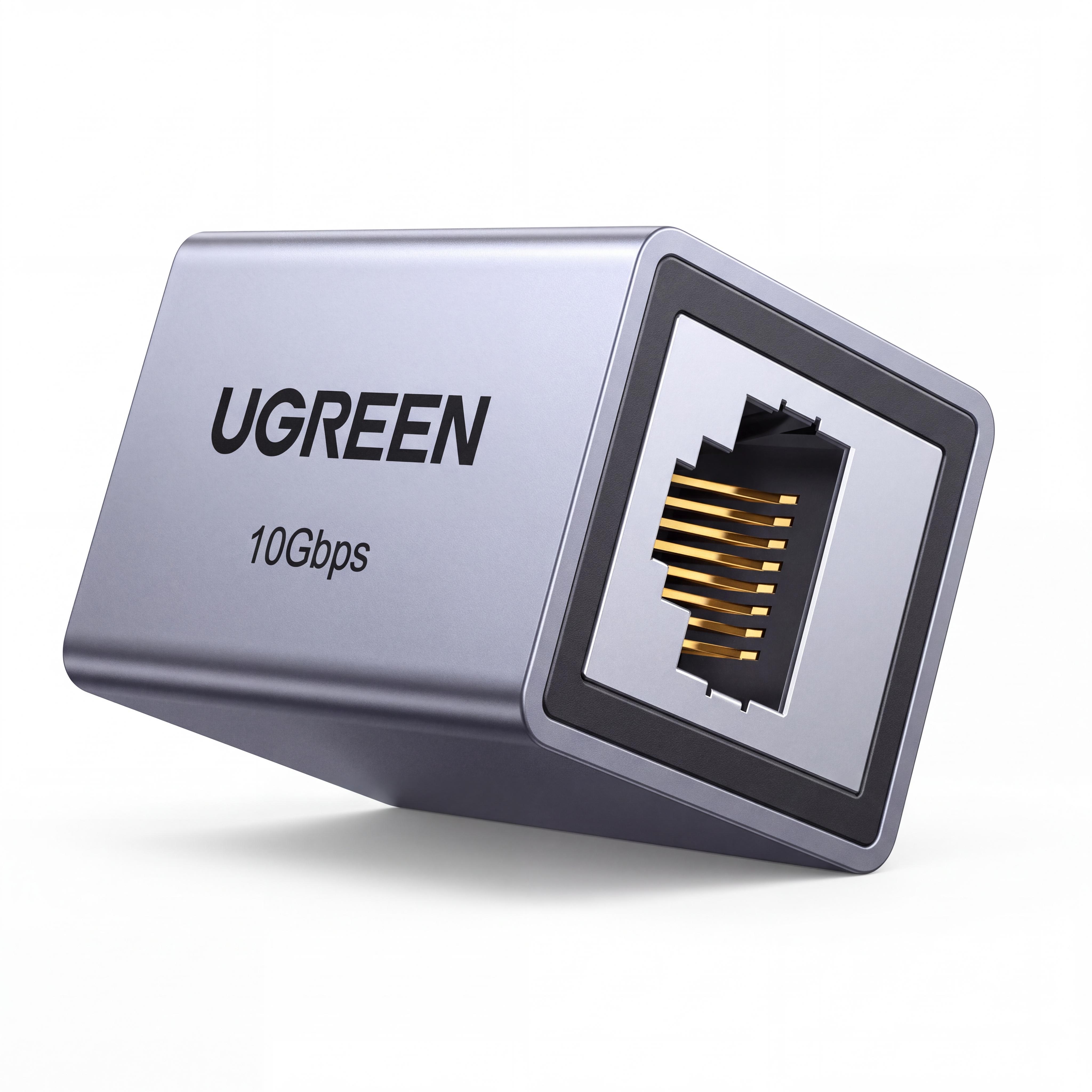 Кабелей соединитель сетевых UGREEN NW261 RJ45 2 гнезда до 10 Гбит/с без обжима пассивный без питания с экранированием Темно-серый (15117)