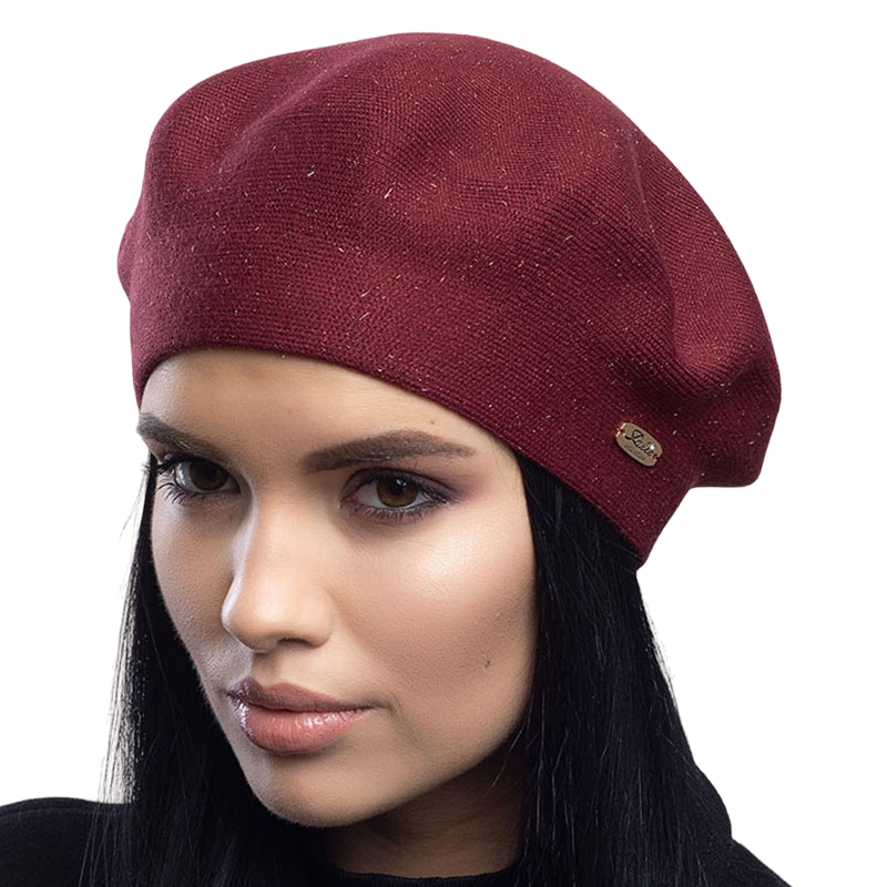 Берет женский Leks Сказка двойной с люрексом Бордовый (129413)