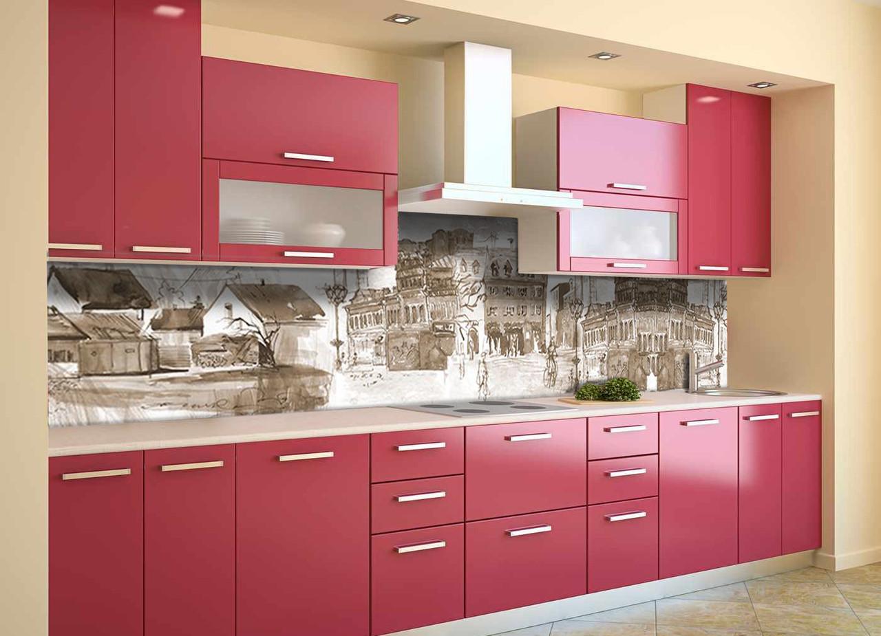 Кухонный фартук Старинный город из самоклеющейся виниловой пленки 60х250 см Бежевый Кухонный фартук Старинный город из самоклеющейся виниловой пленки 60х250 см Бежевый