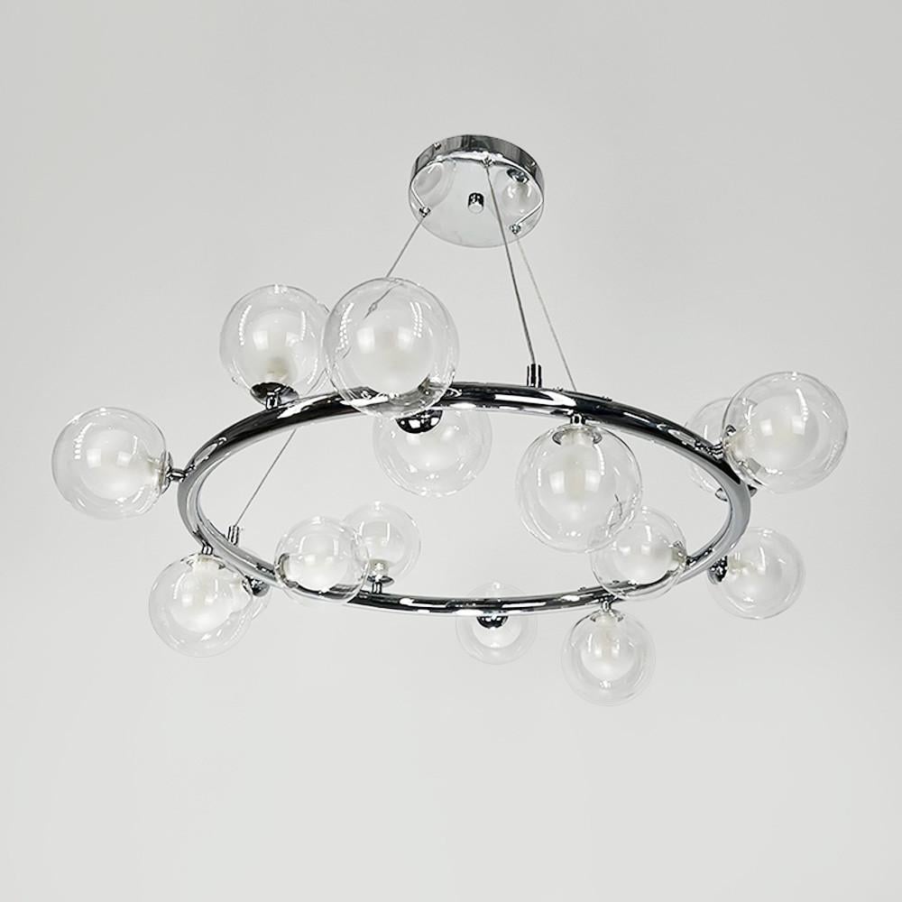 Люстра кольцевая с 15 двойными плафонами Ø 75 см Хром (SG48/15 CH+CL)