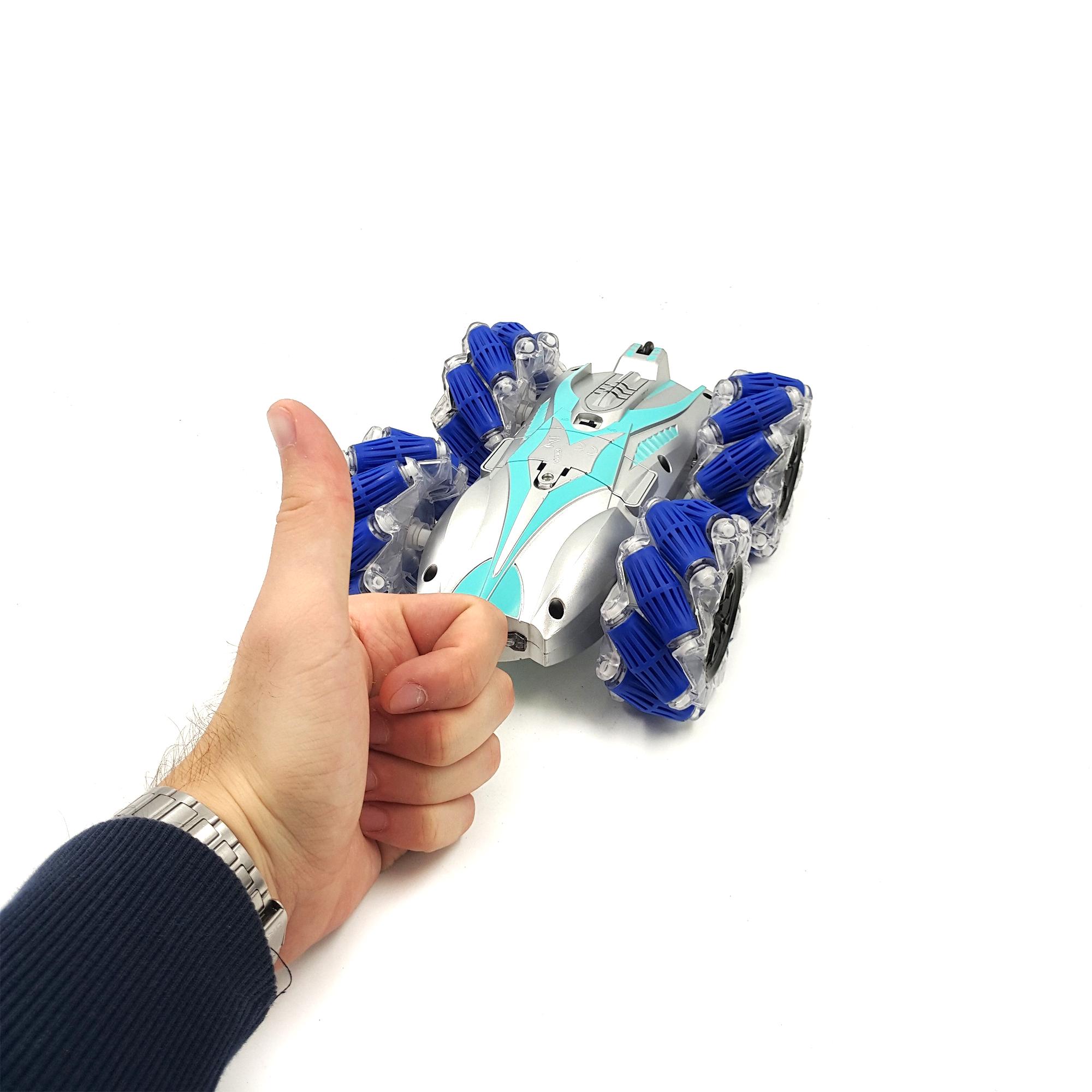 Машинка перевертыш Stunt Elf трюковая с пультом управления/парогенератором/подсветкой 3,7 V 18 см Cиний (117062s) - фото 8