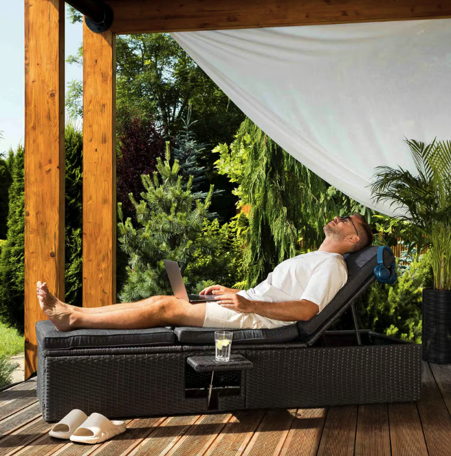 Шезлонг садовый Di Volio Asco Черный (23853385) - фото 7 Шезлонг садовый Di Volio Asco Черный (23853385) - фото 7