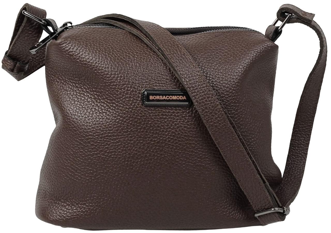Сумка женская Borsacomoda кожаная два отделения 25x20x9 см Темно-коричневый
