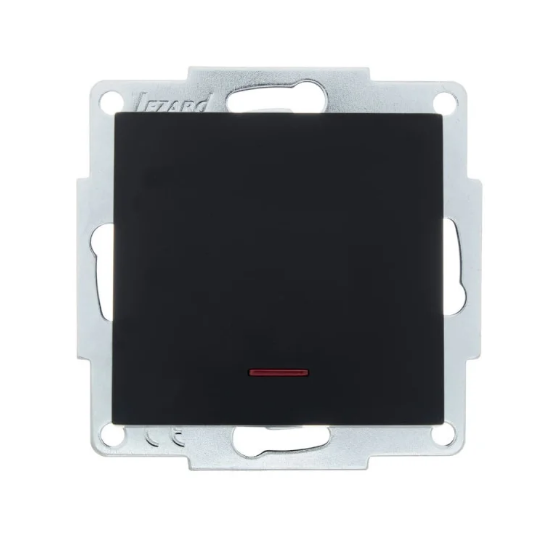 Выключатель одноклавишный Lezard Vesna с подсветкой Черный (26408142)