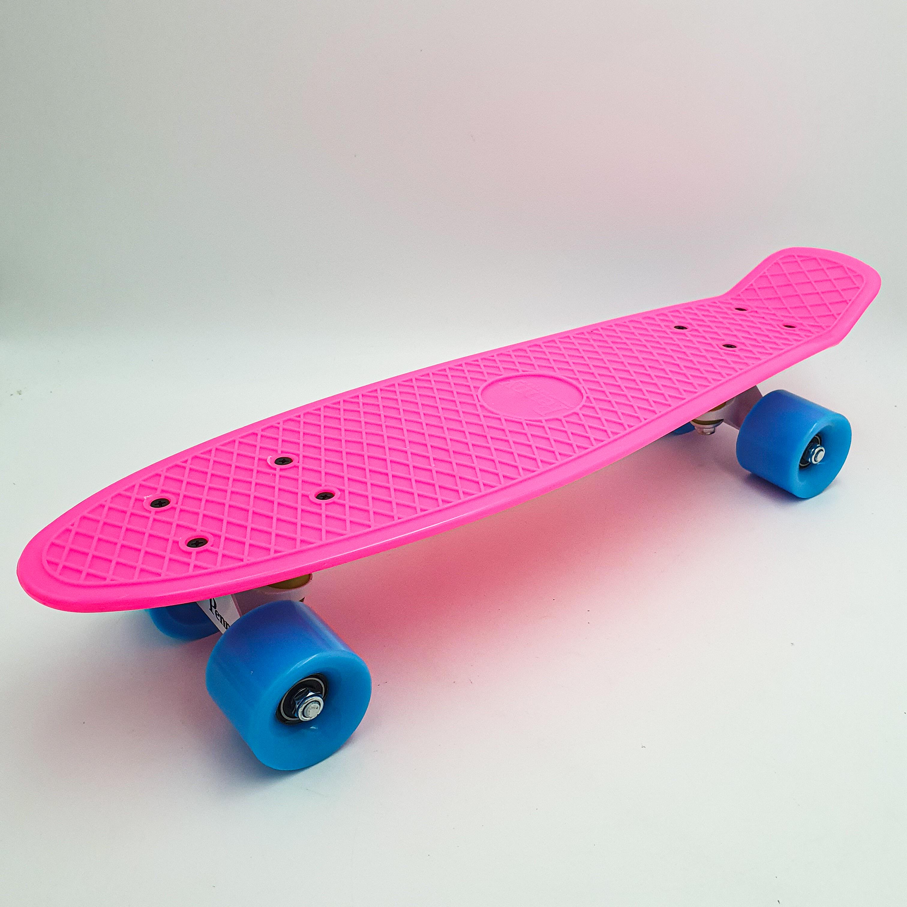 Пенни борд скейт 55х15см до 80кг ABEC 7 матовые колеса скейтборд Penny Board Pastel Series малиновый - фото 4