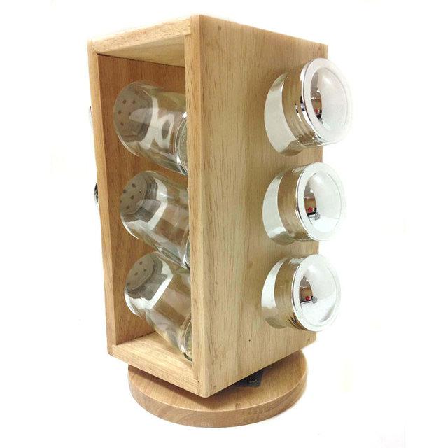 Набор для специй Stenson MS-0370 Woody с подставкой 6 пр. (007552)