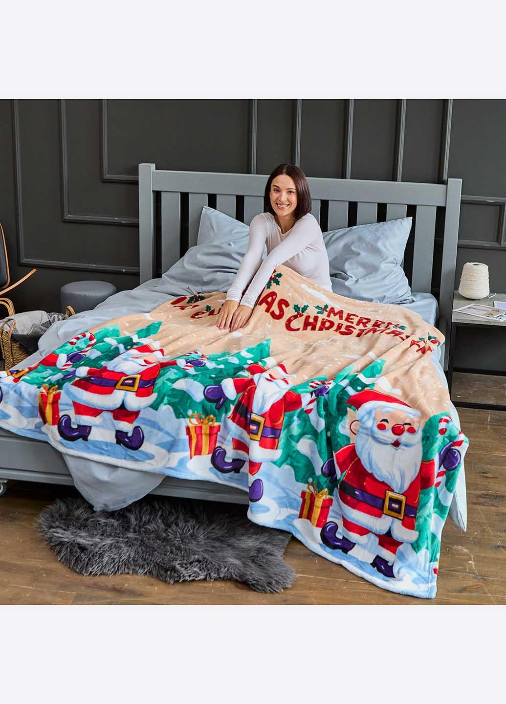 Покрывало новогоднее велюровое 220х200 см Покрывало новогоднее велюровое 220х200 см