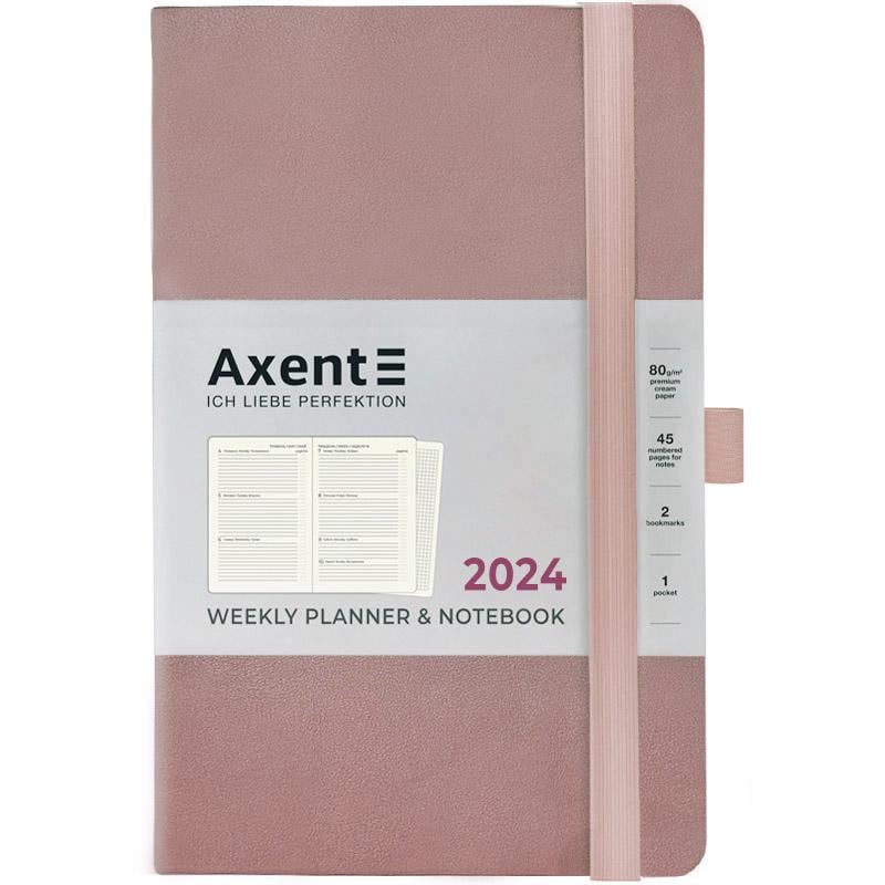 Еженедельник датированный Axent Partner Soft Earth Colors 8519-24-03 2024 125х195 мм Розовый (66077)