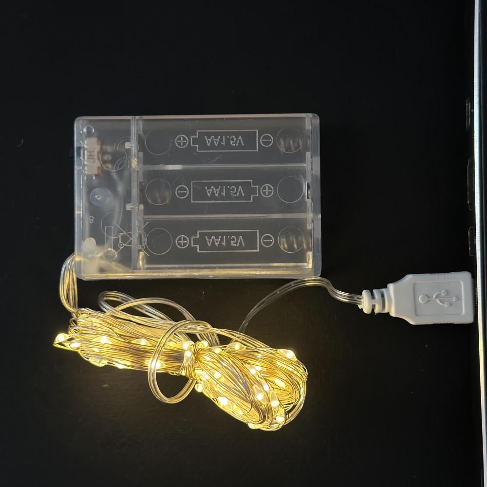 Гірлянда новорічна Роса LED на батарейках/USB 5 м Теплий Білий (29668999) - фото 3 Гірлянда новорічна Роса LED на батарейках/USB 5 м Теплий Білий (29668999) - фото 3