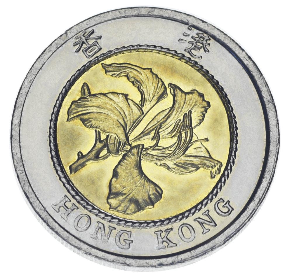 Коллекционная монета Гонконг 10 долларов 1995 Биметалл F-VF Цветок (М21058)