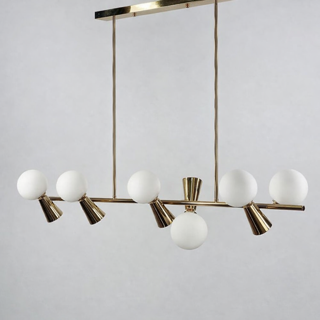 Люстра ABELINA с 6 белыми плафонами на 2 источника света Золотой (YG8006 GD_1519)
