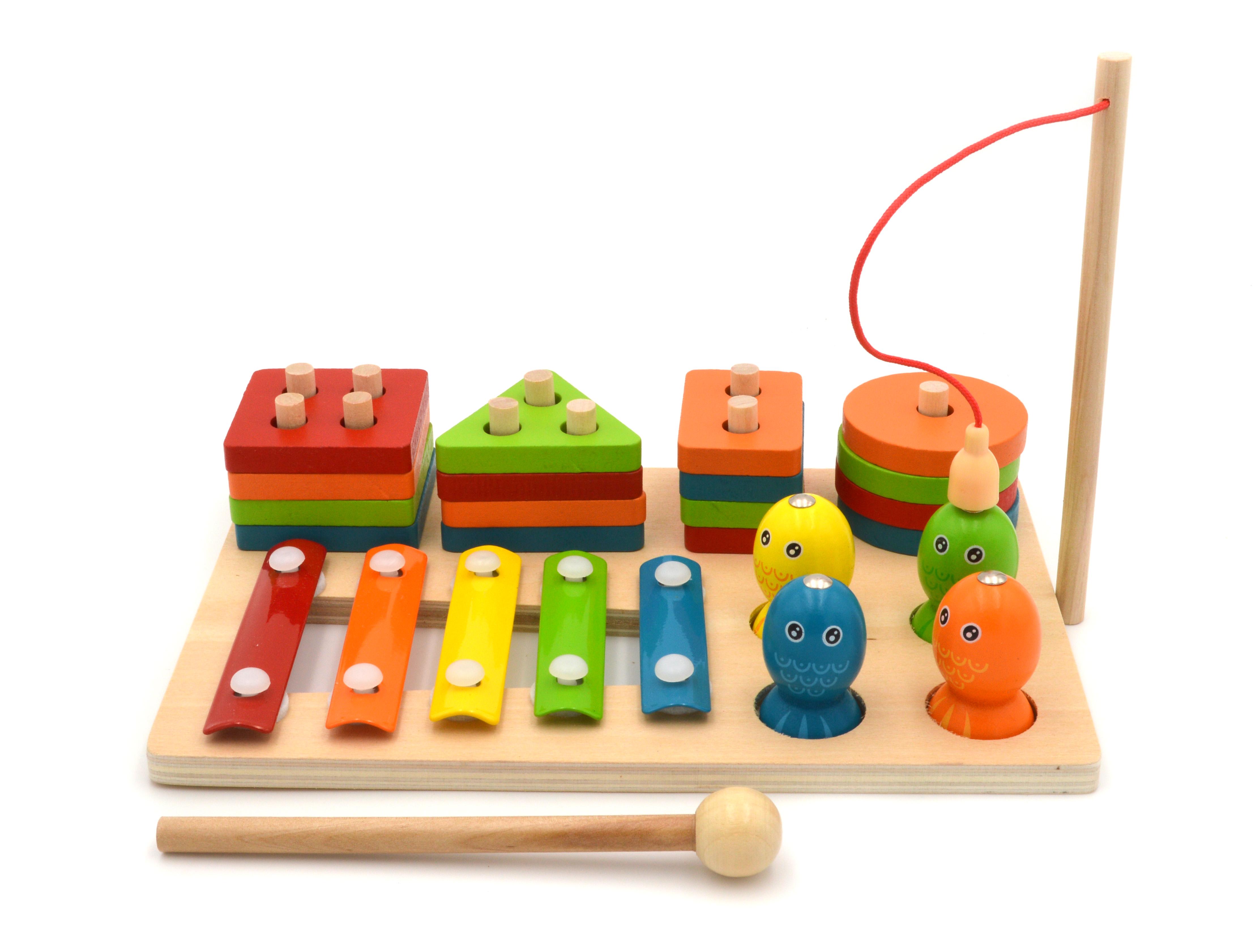 Дошка логічна дерев'яна сортер-пірамідка/ксилофон/риболовля/форми/кольори (74245) - фото 2 Дошка логічна дерев'яна сортер-пірамідка/ксилофон/риболовля/форми/кольори (74245) - фото 2