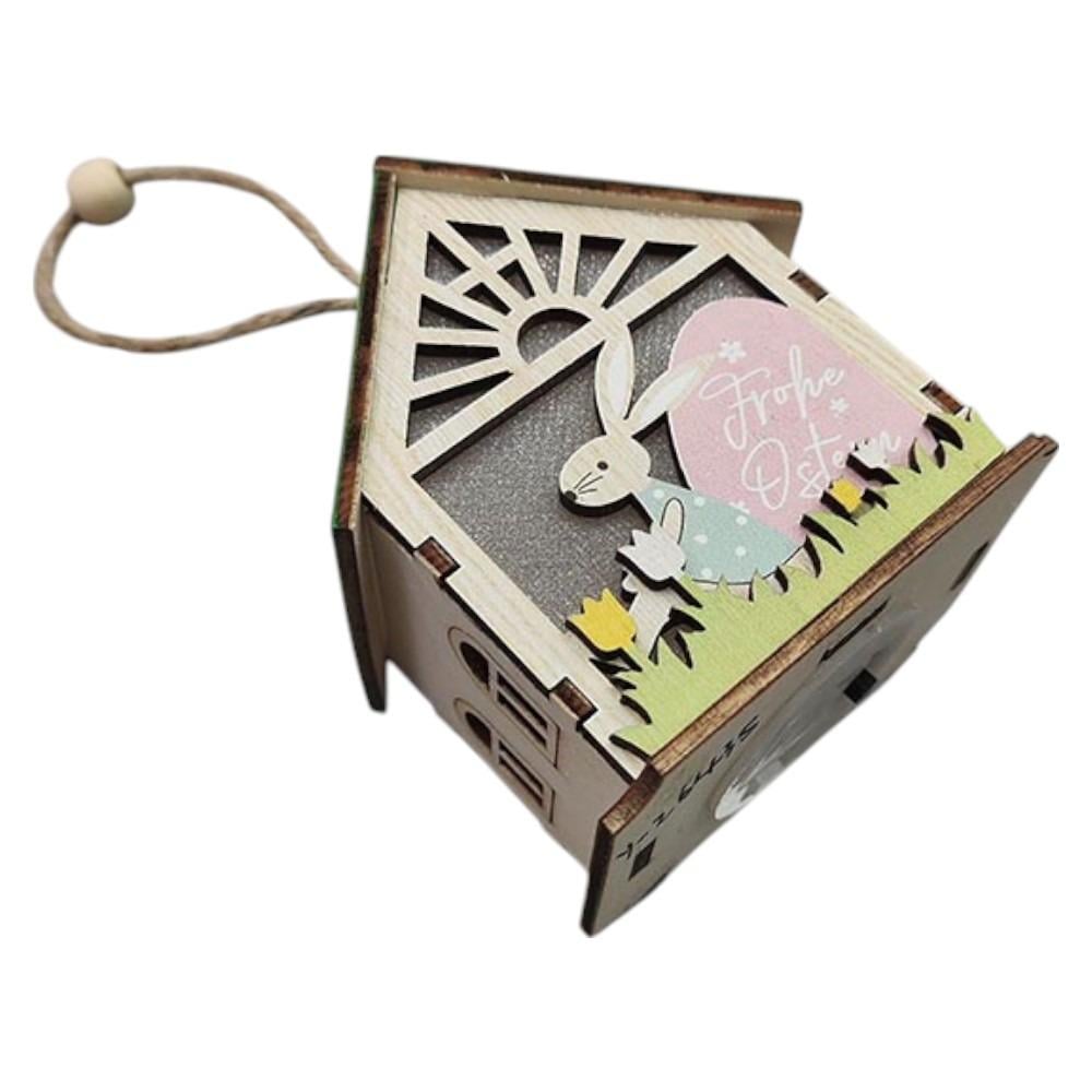 Пасхальный лампа-фонарь Easter Bunny House 8 см 3 батарейки LR1130 входят в комплект R33820