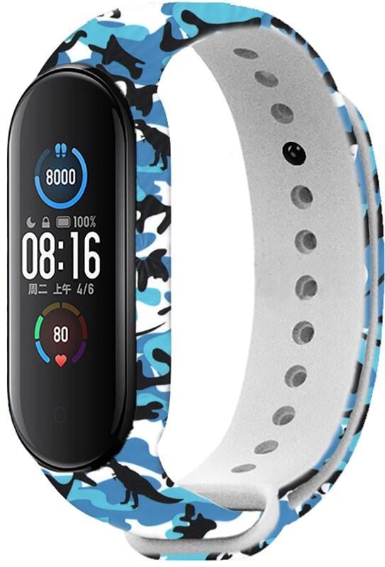 Ремінець UWatch TPU Replacement Print Design Wrist Strap for Mi Band 5/6/7 Military Blue