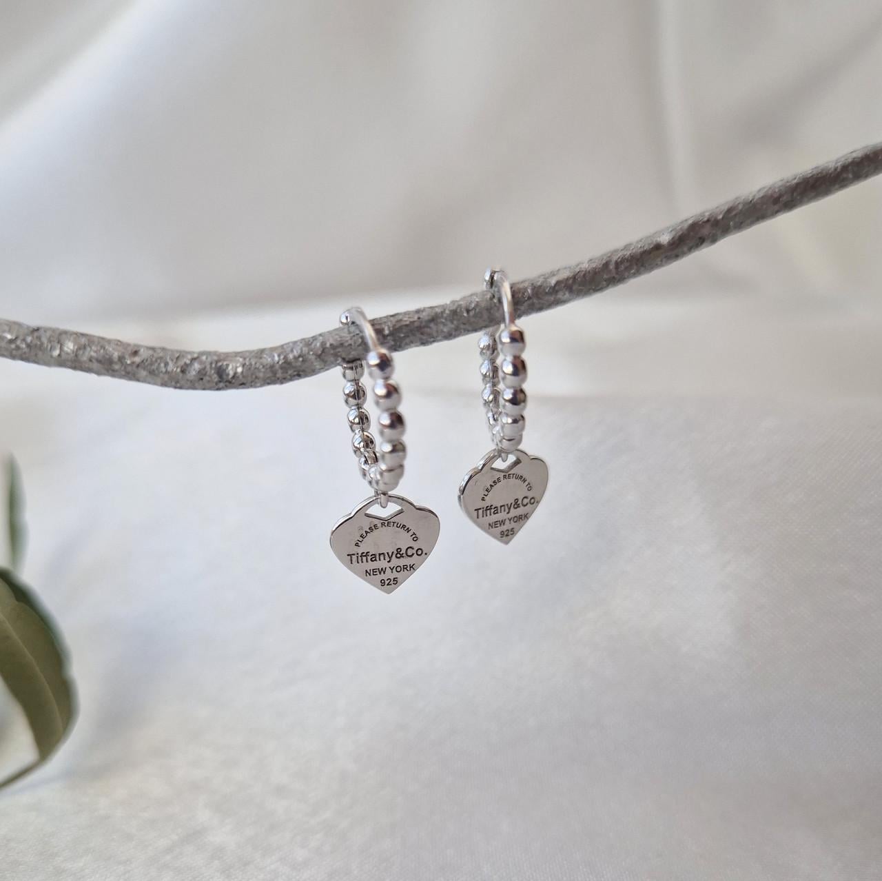 Серьги кольца с подвеской сердце серебро 925 пробы 2,63 г 12 мм (785р)