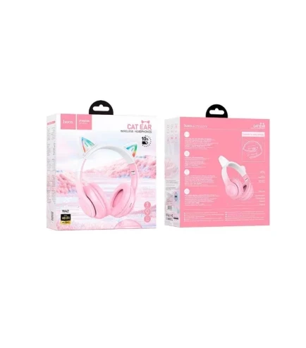 Наушники беспроводные Hoco с микрофоном Cat ears Розовый (W42) - фото 3 Наушники беспроводные Hoco с микрофоном Cat ears Розовый (W42) - фото 3
