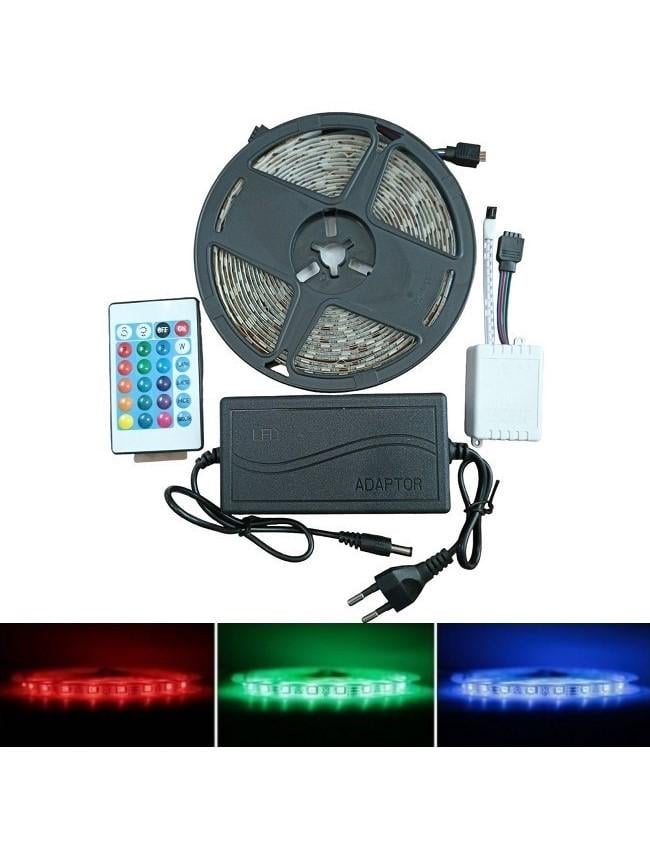 Светодиодная лента SMD 5050 Strip Light RGB 54 LED/m 5 м с блоком и пультом управления Разноцветный (43462132) - фото 2