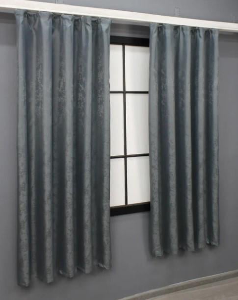 Комплект коротких штор жаккард 1,3х1,7 м 2 шт. Графитовый (1015ш) - фото 2 Комплект коротких штор жаккард 1,3х1,7 м 2 шт. Графитовый (1015ш) - фото 2