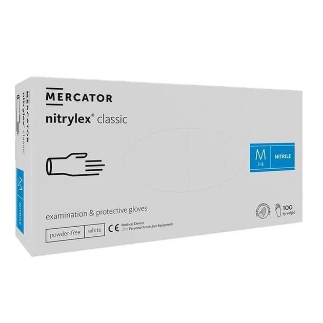 Рукавички нітрилові Mercator Nitrylex M 100 шт. White