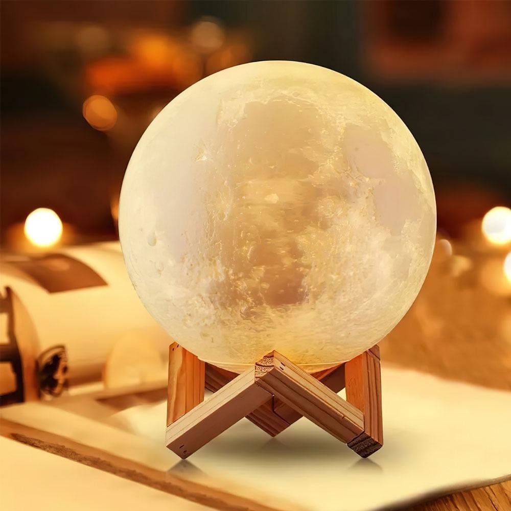 Настольный светильник XO Magic 3D Moon Light RGB с пультом на аккумуляторе луна 18 см Белый ( 611566) - фото 4